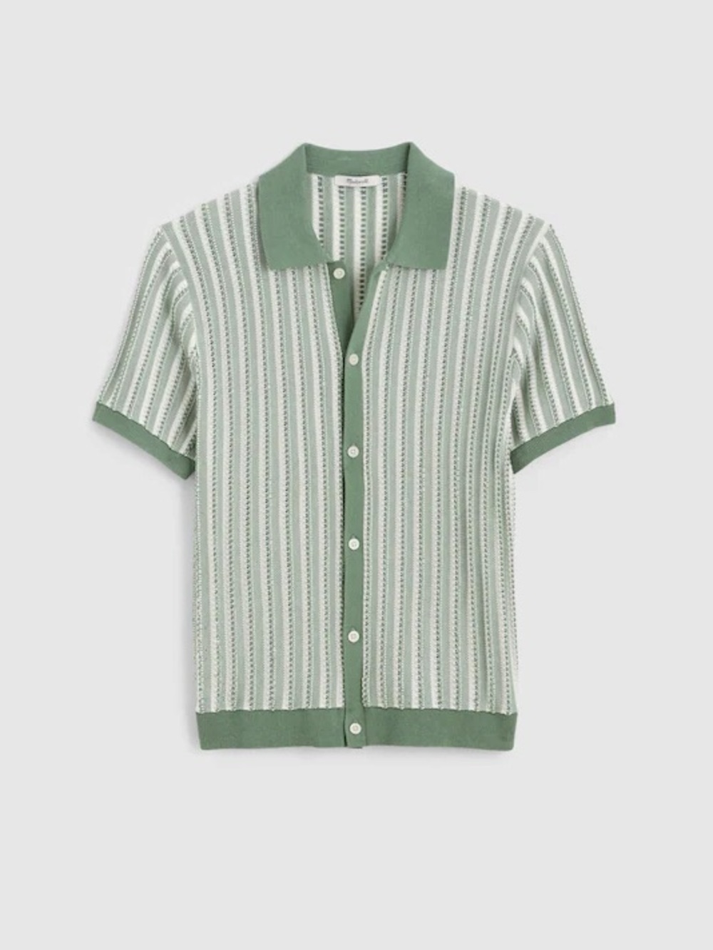Madewell Tuck-Stitch Button-Up Sweater Polo in Frosted Cypress Size M $128 NZ228